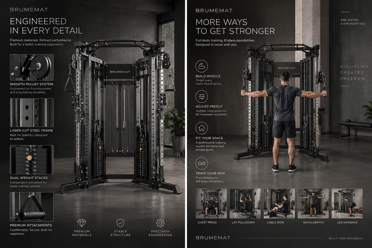 BRUMEMAT KINETRA X1™ Dual-Stack Functional Trainer | Precision Cable Strength System
