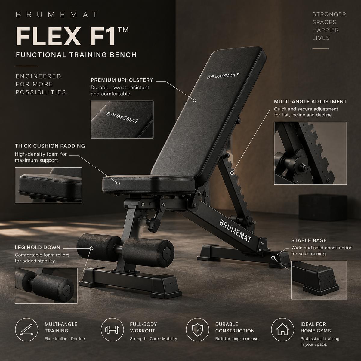 BRUMEMAT FLEX F1™ Multi-Functional Training Bench